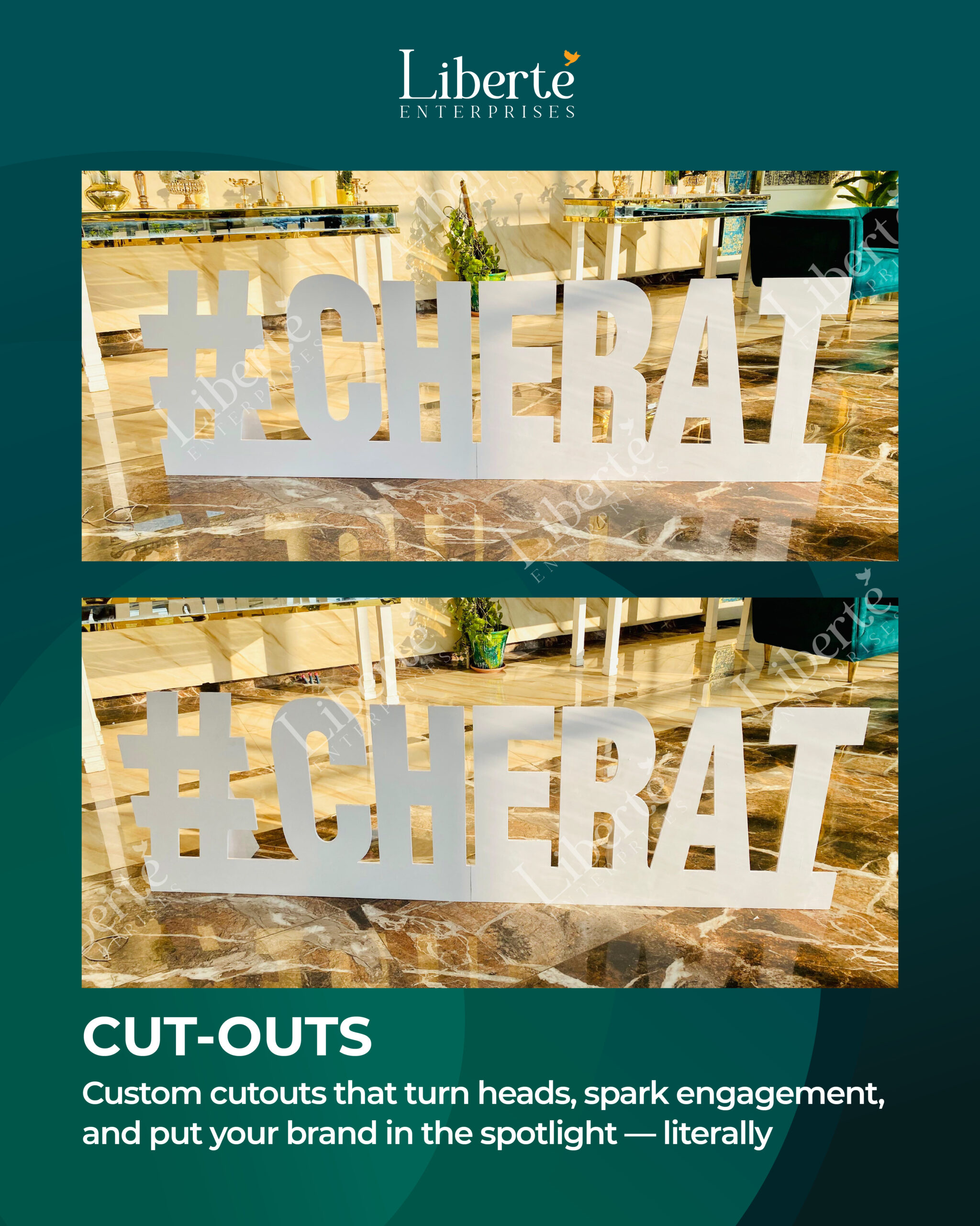 Cutout design and print by Liberte Enterprises